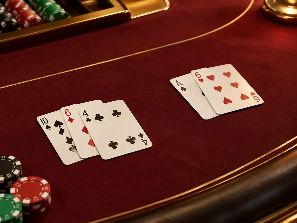 Dua kelompok kartu untuk contoh tangan blackjack