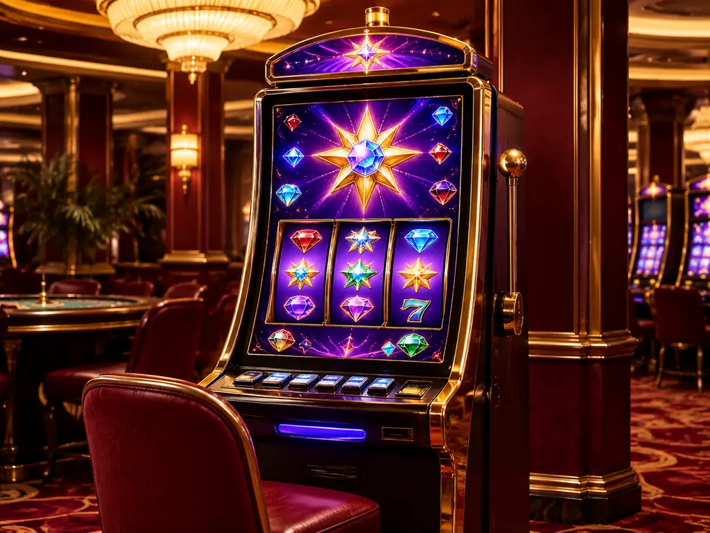 Mesin slot bertema permata dalam ruang kasino